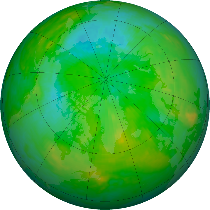 Arctic ozone map for 14 August 1980